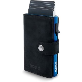 BORZ Prime ® Slim Wallet mit Münzfach AirTag kompatibel I Kartenetui mit RFID Schutz I Mini Geldbörse Cardholder I Geldbeutel für Karten & Scheine aus echtem Leder für Herren & Damen #1 #1 #1